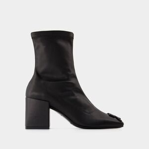 Chic Mini Ankle Boots in Black Eco-Leather